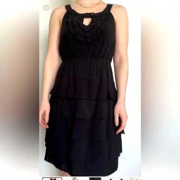 Anthropologie Maeve Sleeveless Ruffle Tiered dress black size 2 - Picture 1 of 7
